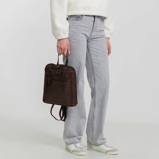 Рюкзак Dr.Koffer из натуральной кожи темно-коричневый