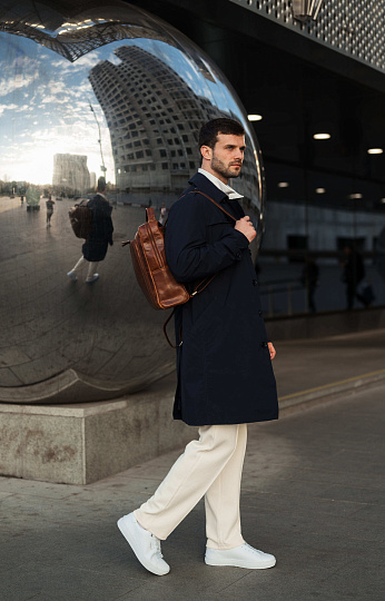 Рюкзак Dr.Koffer из натуральной кожи светло-коричневый