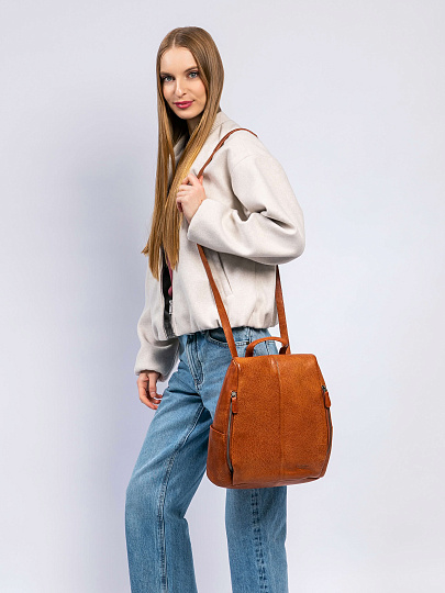 Сумка-рюкзак Dr. Koffer из натуральной кожи коричневая