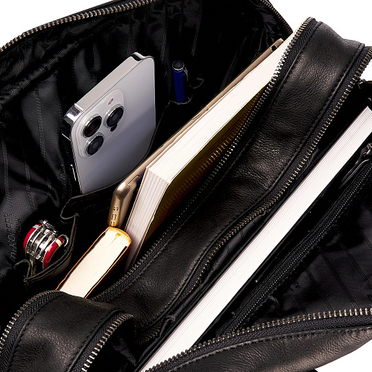 Деловая сумка Dr.Koffer из натуральной кожи черная