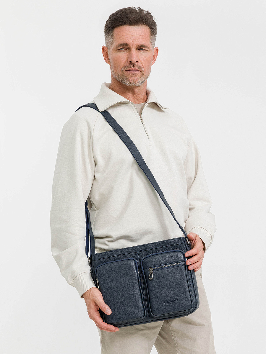 Деловая сумка Dr.Koffer из натуральной кожи синяя