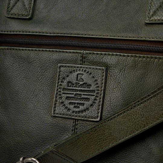Деловая сумка Dr.Koffer из натуральной кожи зеленая