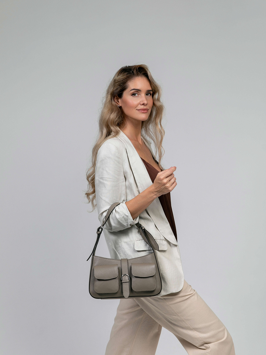 Женская сумка Dr.Koffer из натуральной кожи серая