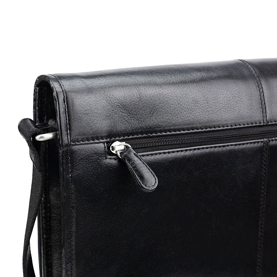 Деловая сумка Dr.Koffer из натуральной кожи черная