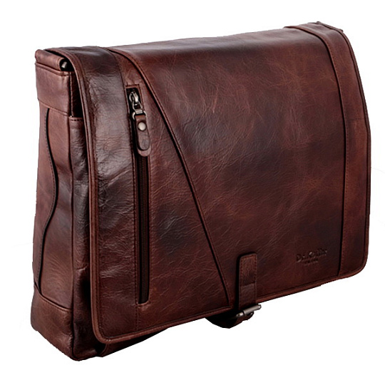 Темно-коричневая мужская сумка из кожи с принтом Dr.Koffer M402438-106-09