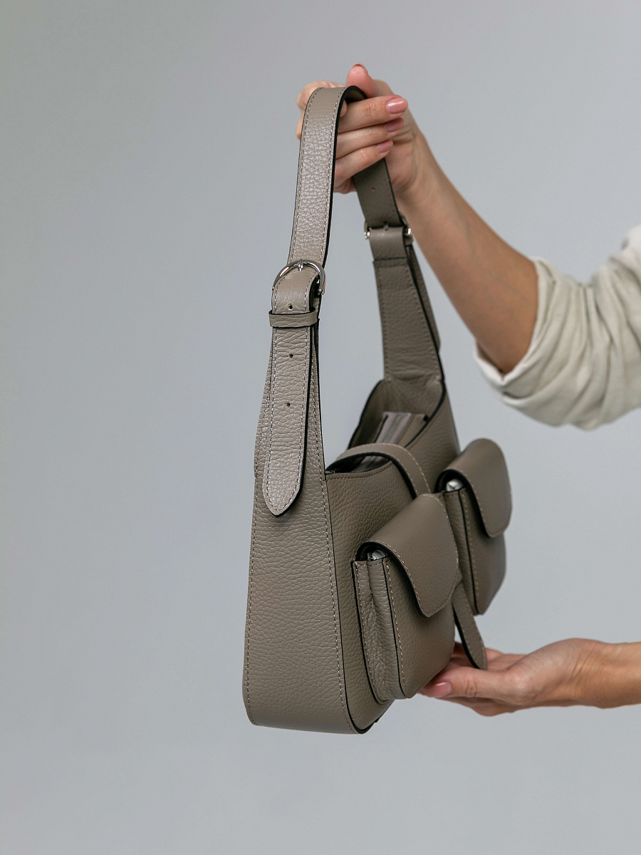 Женская сумка Dr.Koffer из натуральной кожи серая