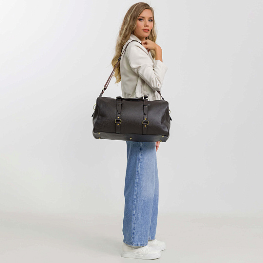 Дорожная сумка Dr.Koffer из натуральной кожи коричневая