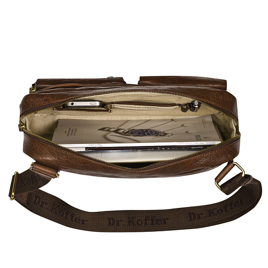 Большая коричневого цвета сумка для документов из жатой кожи Dr.Koffer M402560-59-09