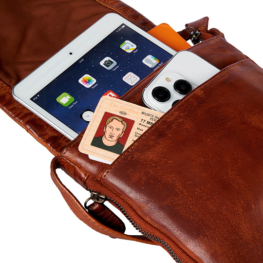 Сумка через плечо Dr.Koffer из натуральной кожи коричневая