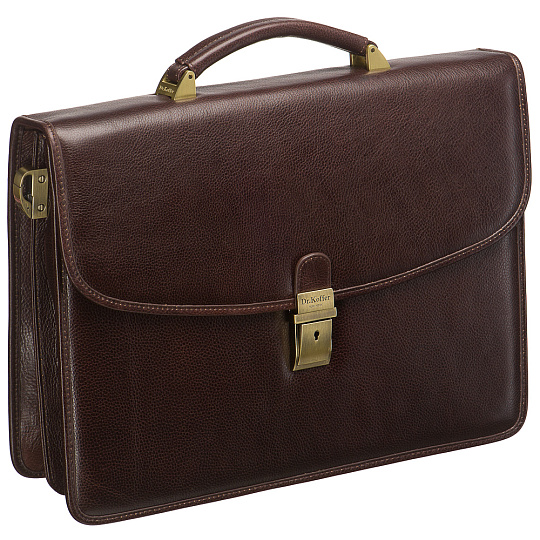 Стильный портфель с 2-мя отделениями для документов (шоколадного цвета) Dr.Koffer P275410-02-09