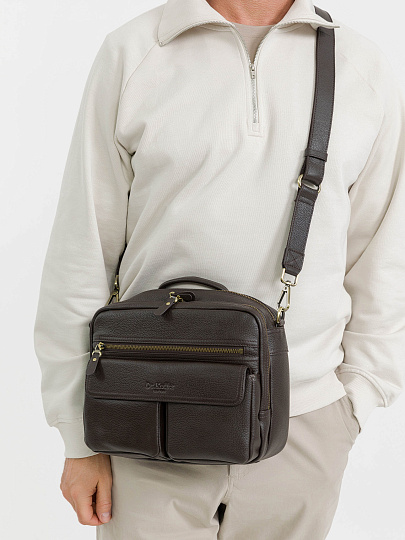 Деловая сумка Dr.Koffer из натуральной кожи темно-коричневая