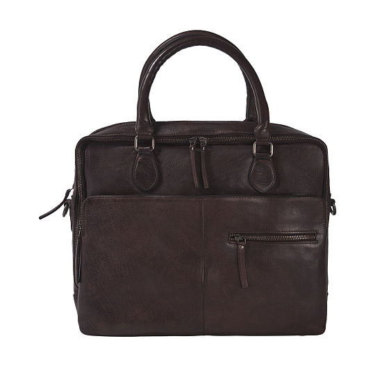 Деловая сумка Dr.Koffer из натуральной кожи темно-коричневая