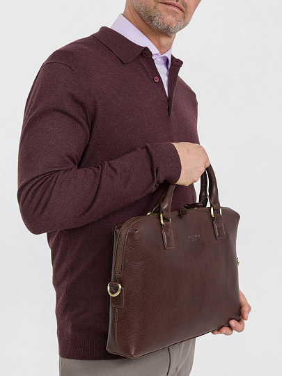 Деловая сумка Dr.Koffer из натуральной кожи темно-коричневая