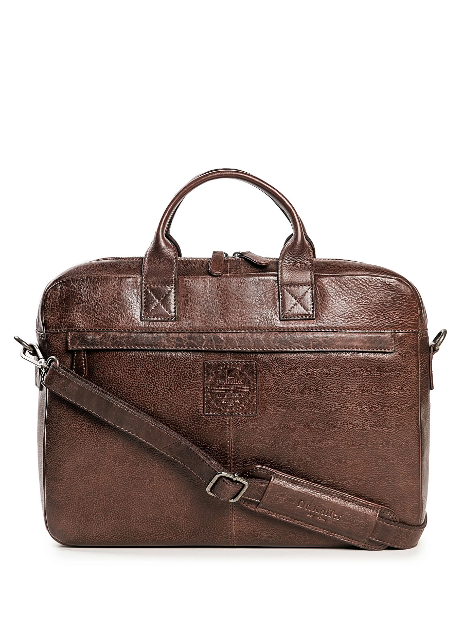 Деловая сумка Dr.Koffer из натуральной кожи темно-коричневая