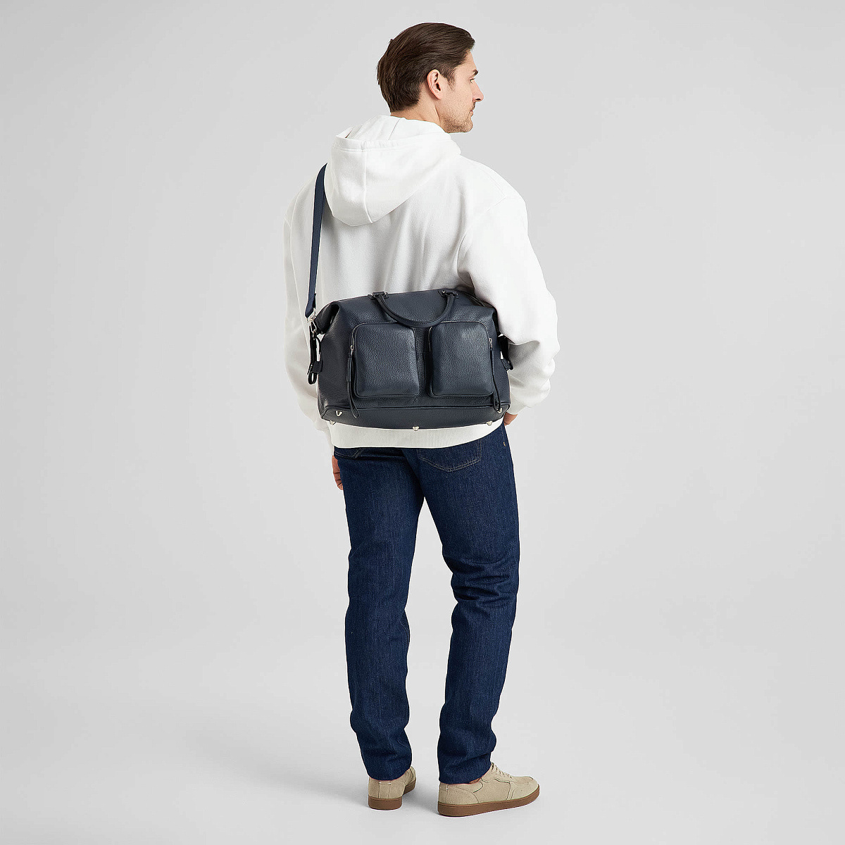 Сумка дорожная Dr.Koffer из натуральной кожи синяя