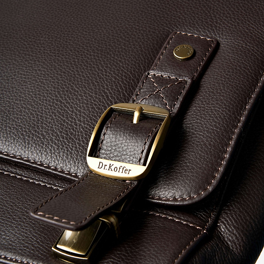Деловая сумка Dr.Koffer из натуральной кожи темно-коричневая