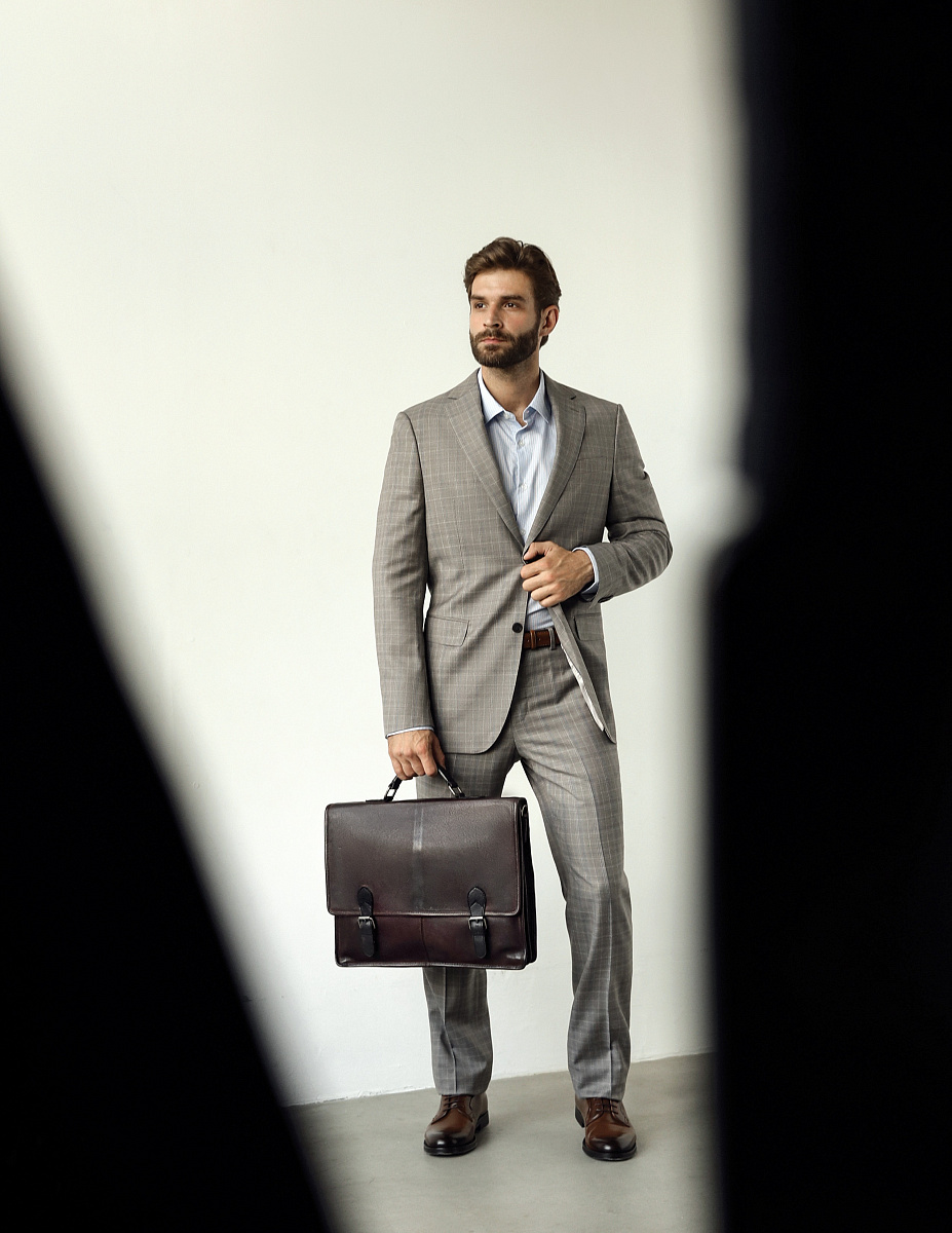 Портфель Dr.Koffer из натуральной кожи темно-коричневый