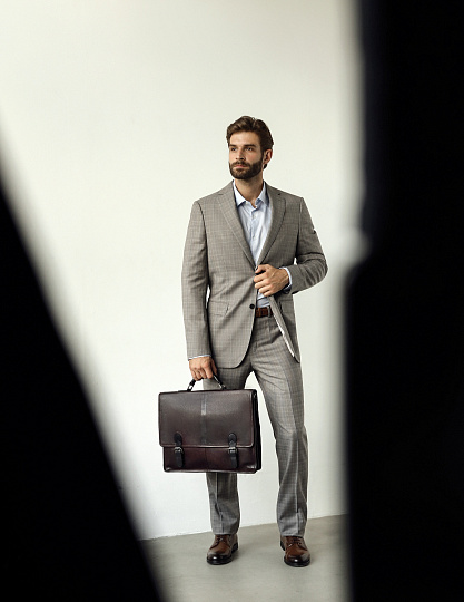 Портфель Dr.Koffer из натуральной кожи темно-коричневый