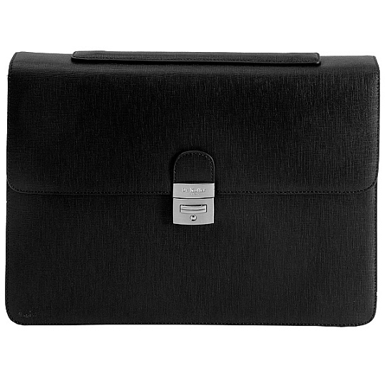 Вместительный портфель-папка в стиле хай-тек (черного цвета) Dr.Koffer M402142-72-04