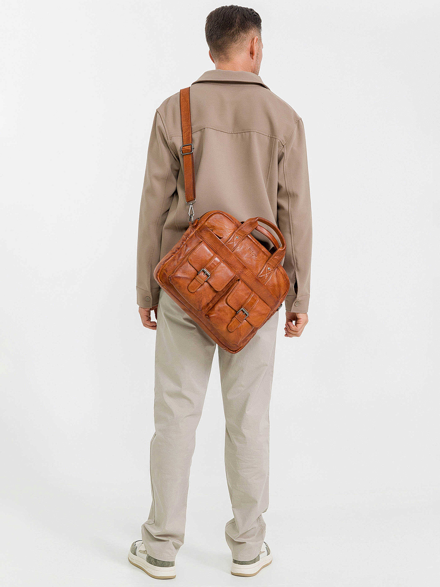 Деловая сумка Dr.Koffer из натуральной кожи коричневая