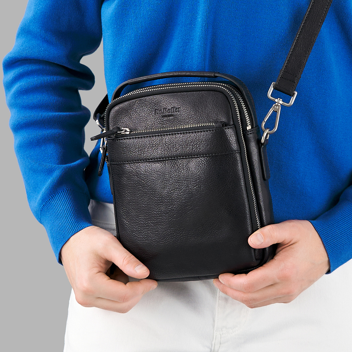 Сумка через плечо Dr.Koffer из натуральной кожи черная