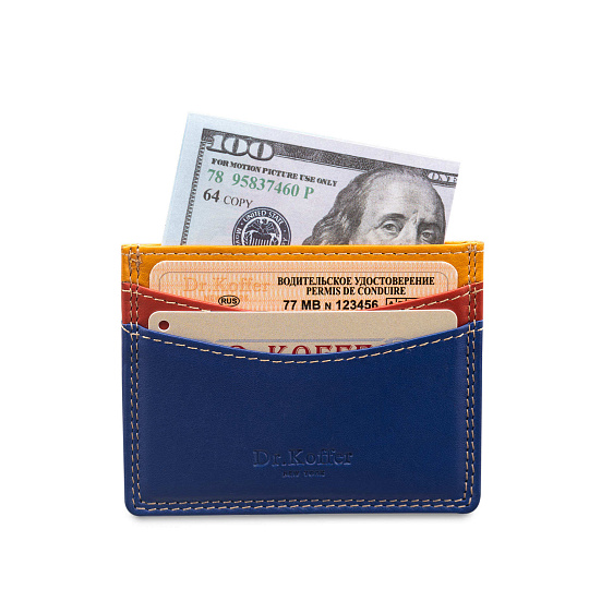 Кредитница Dr.Koffer из натуральной кожи синяя