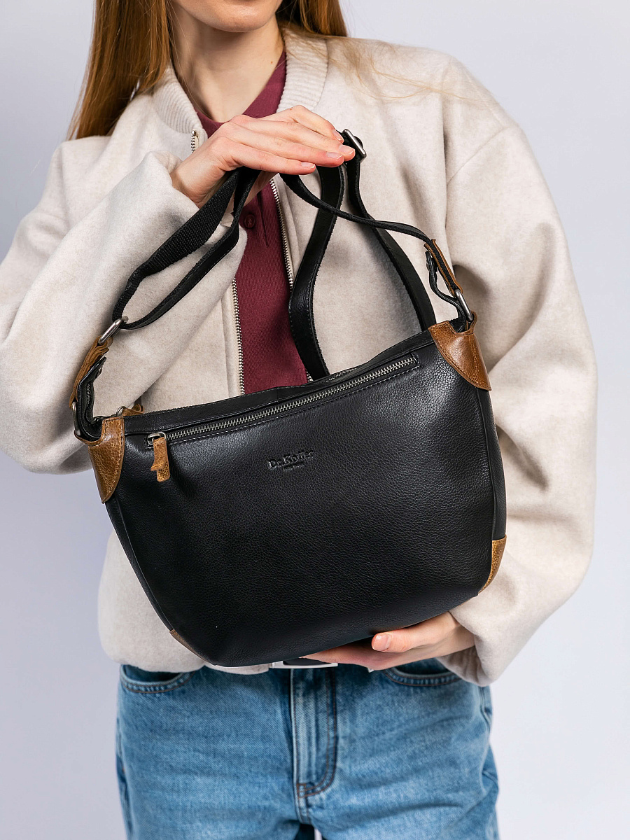 Сумка через плечо Dr. Koffer из натуральной кожи черная