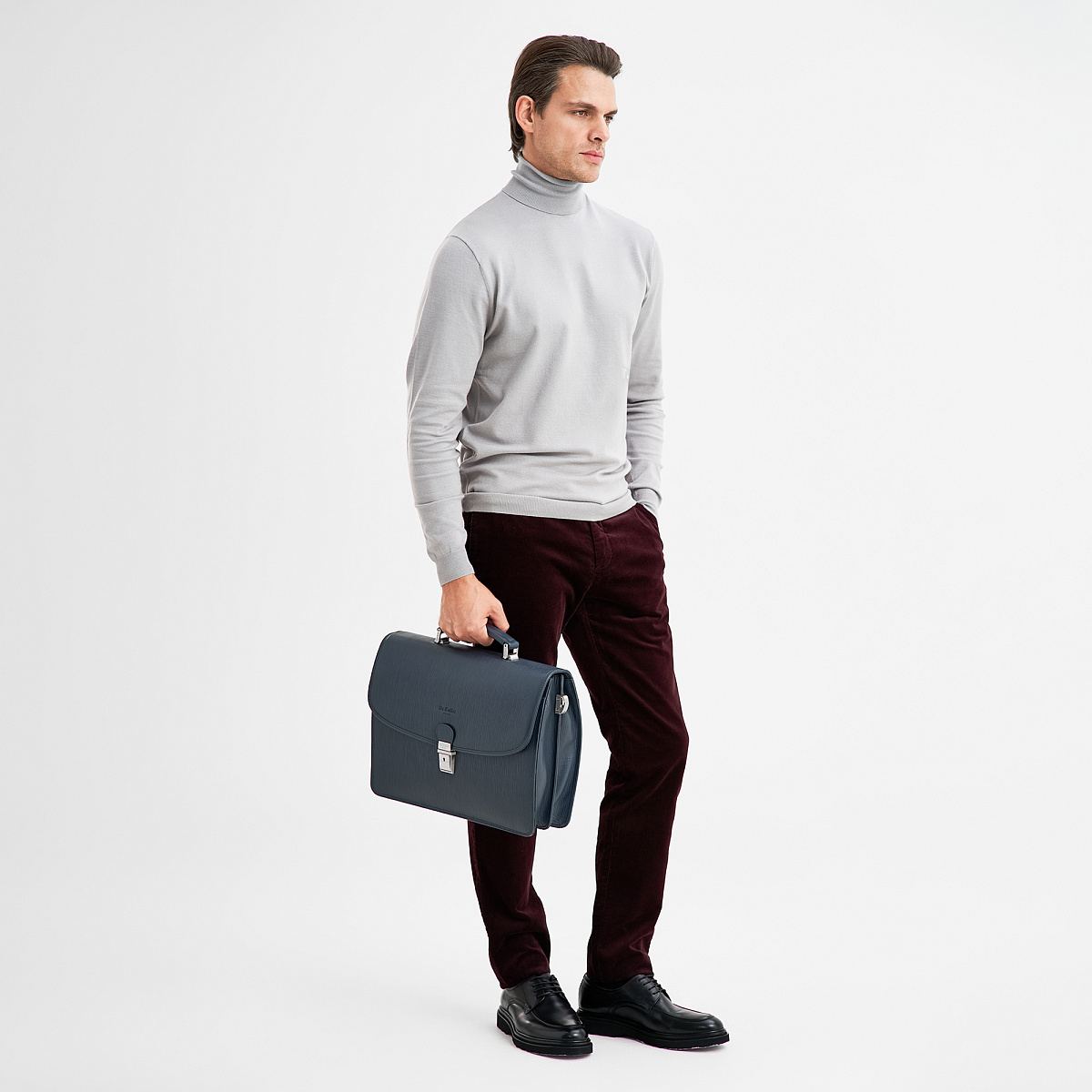 Портфель Dr.Koffer из натуральной кожи синий