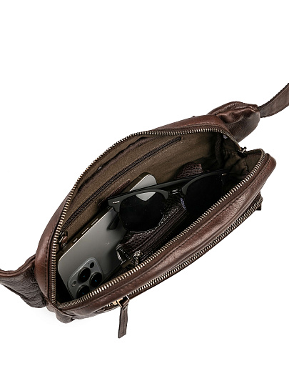 Сумка на пояс Dr. Koffer из натуральной кожи коричневая
