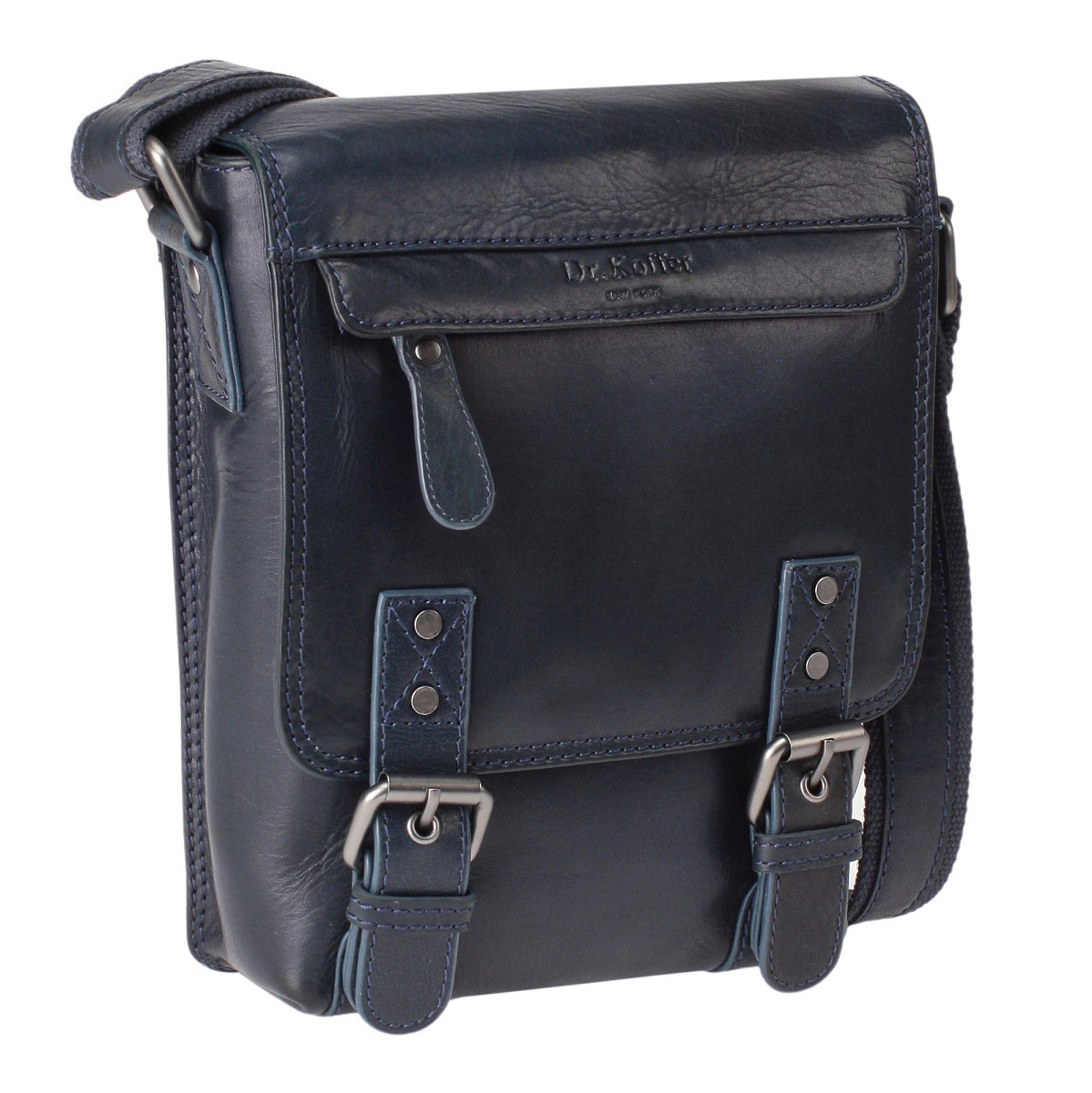 Сумка через плечо Dr.Koffer из натуральной кожи синяя