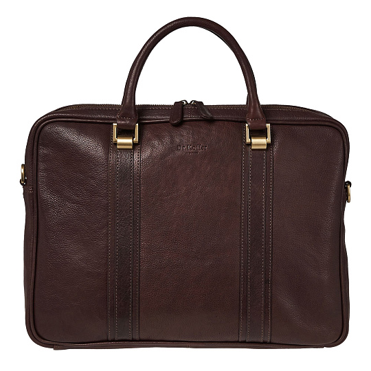 Деловая сумка Dr.Koffer из натуральной кожи темно-коричневая