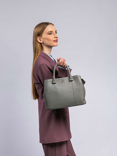 Женская сумка Dr. Koffer из натуральной кожи серая