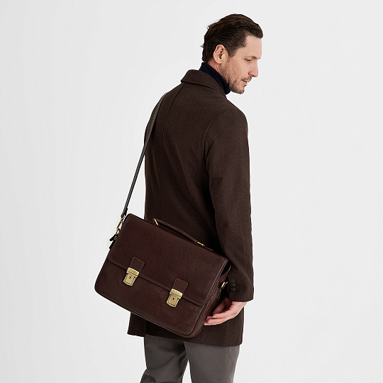 Портфель Dr.Koffer из натуральной кожи темно-коричневый