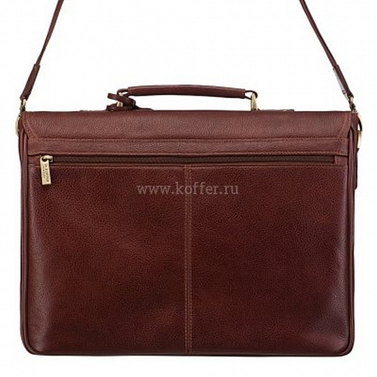 Объемный портфель с застежками на замках и съемным плечевым ремнем (коричневого цвета) Dr.Koffer B285050-02-05