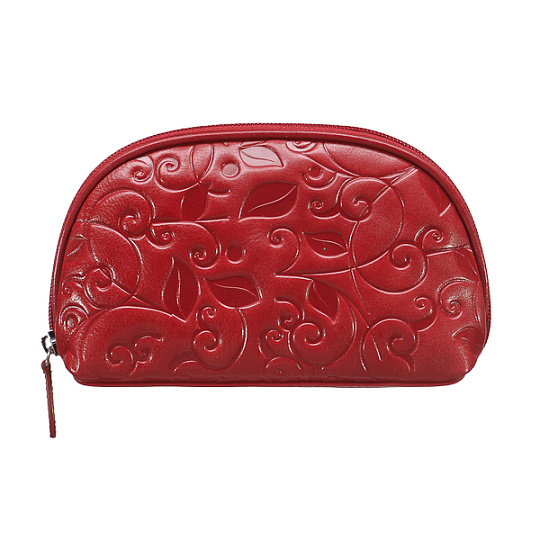 округлая красного цвета косметичка из тисненой кожи Dr.Koffer X510220-119-03