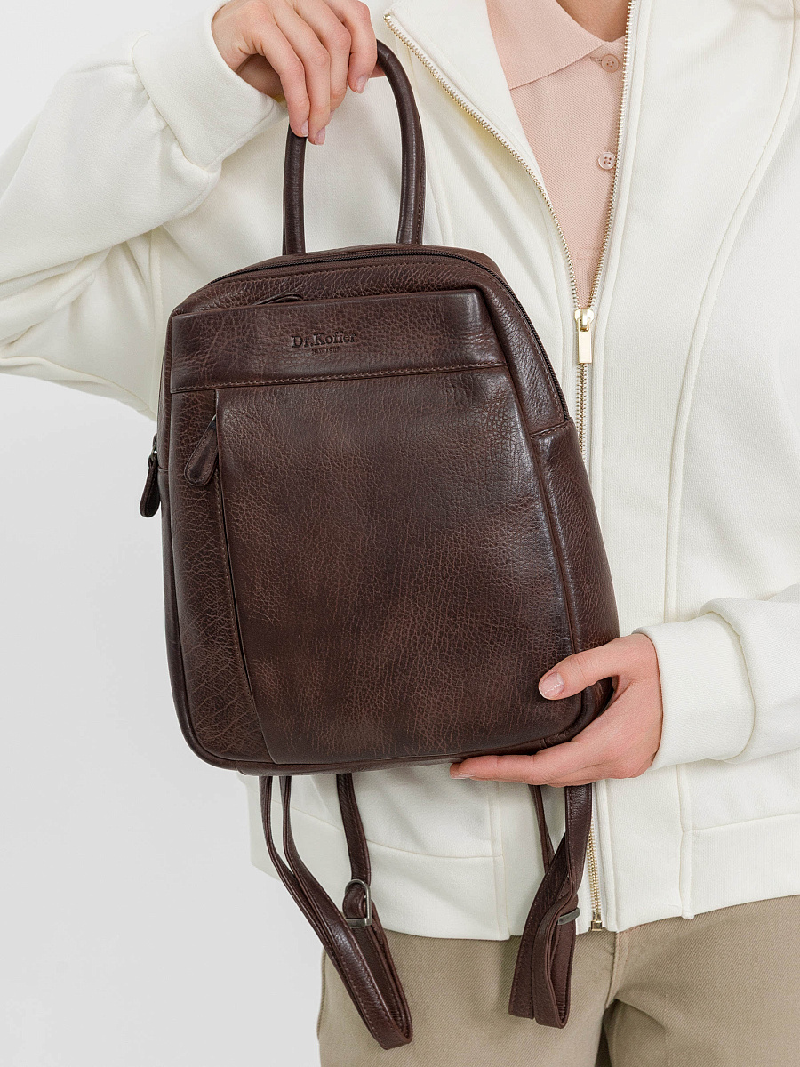 Рюкзак Dr.Koffer из натуральной кожи темно-коричневый