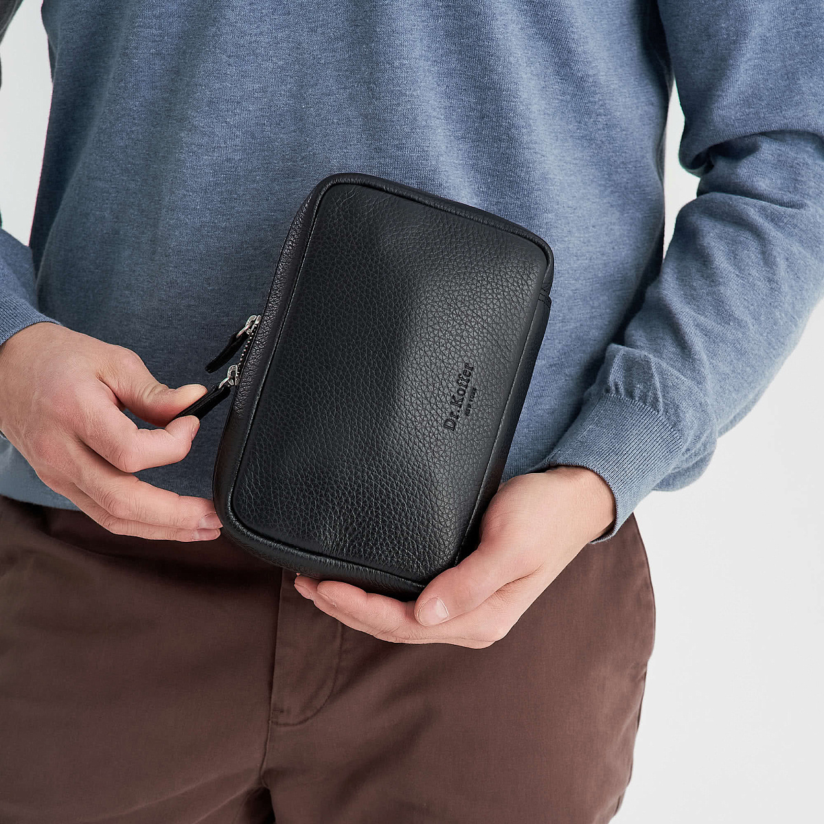 Несессер Dr. Koffer из натуральной кожи черный