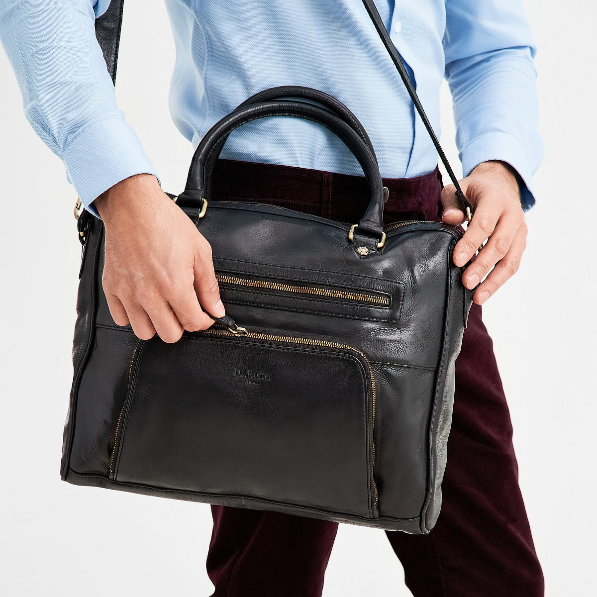 Деловая сумка Dr.Koffer из натуральной кожи черная