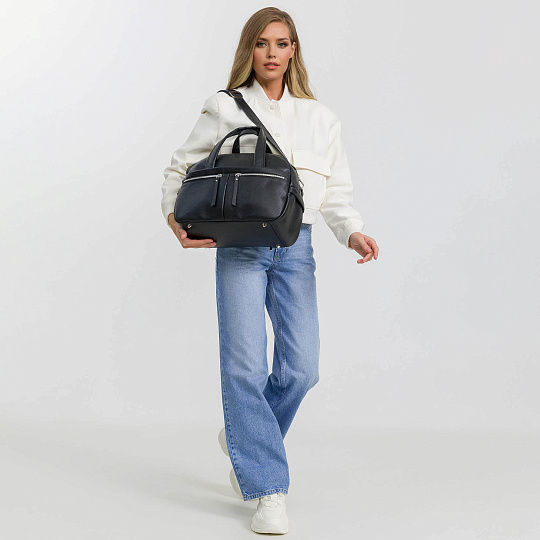 Сумка дорожная Dr.Koffer из натуральной кожи черная