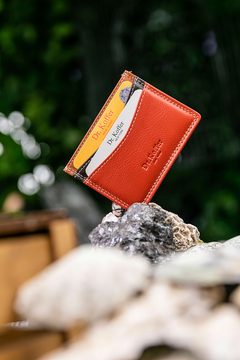 Кредитница Dr.Koffer из натуральной кожи оранжевая