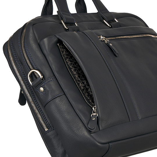 Деловая сумка Dr.Koffer из натуральной кожи синяя