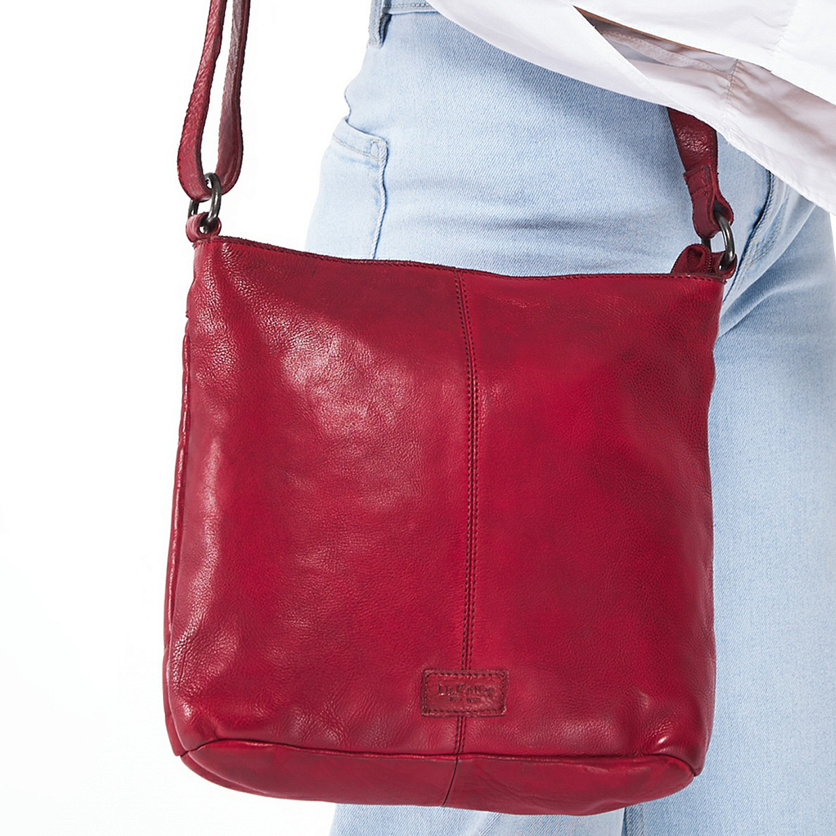 Сумка через плечо Dr.Koffer из натуральной кожи красная