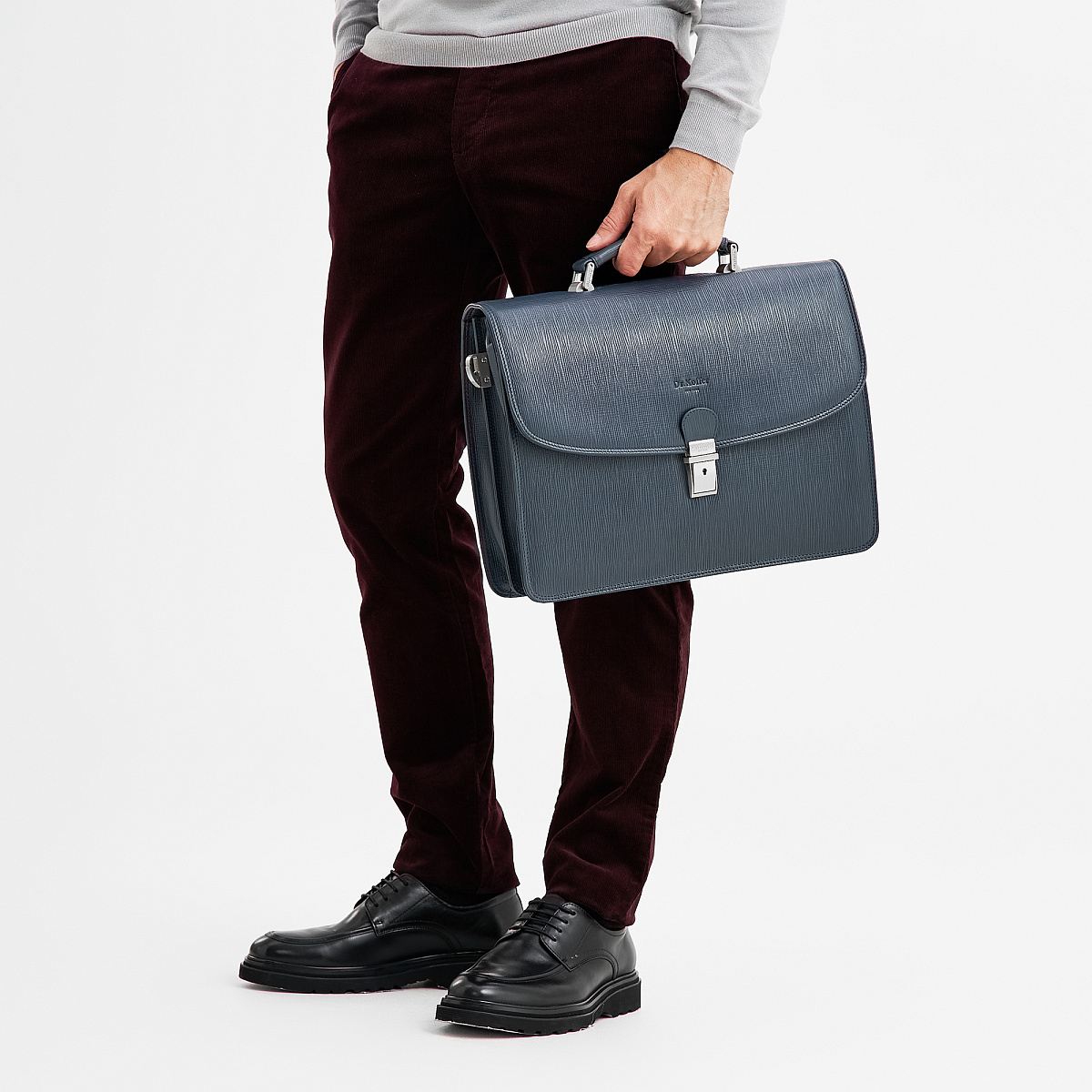 Портфель Dr.Koffer из натуральной кожи синий