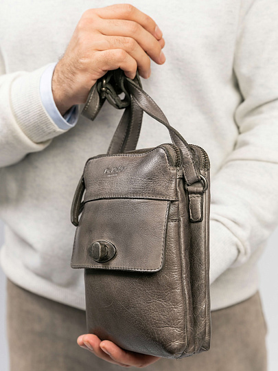 Сумка через плечо Dr.Koffer из натуральной кожи серая