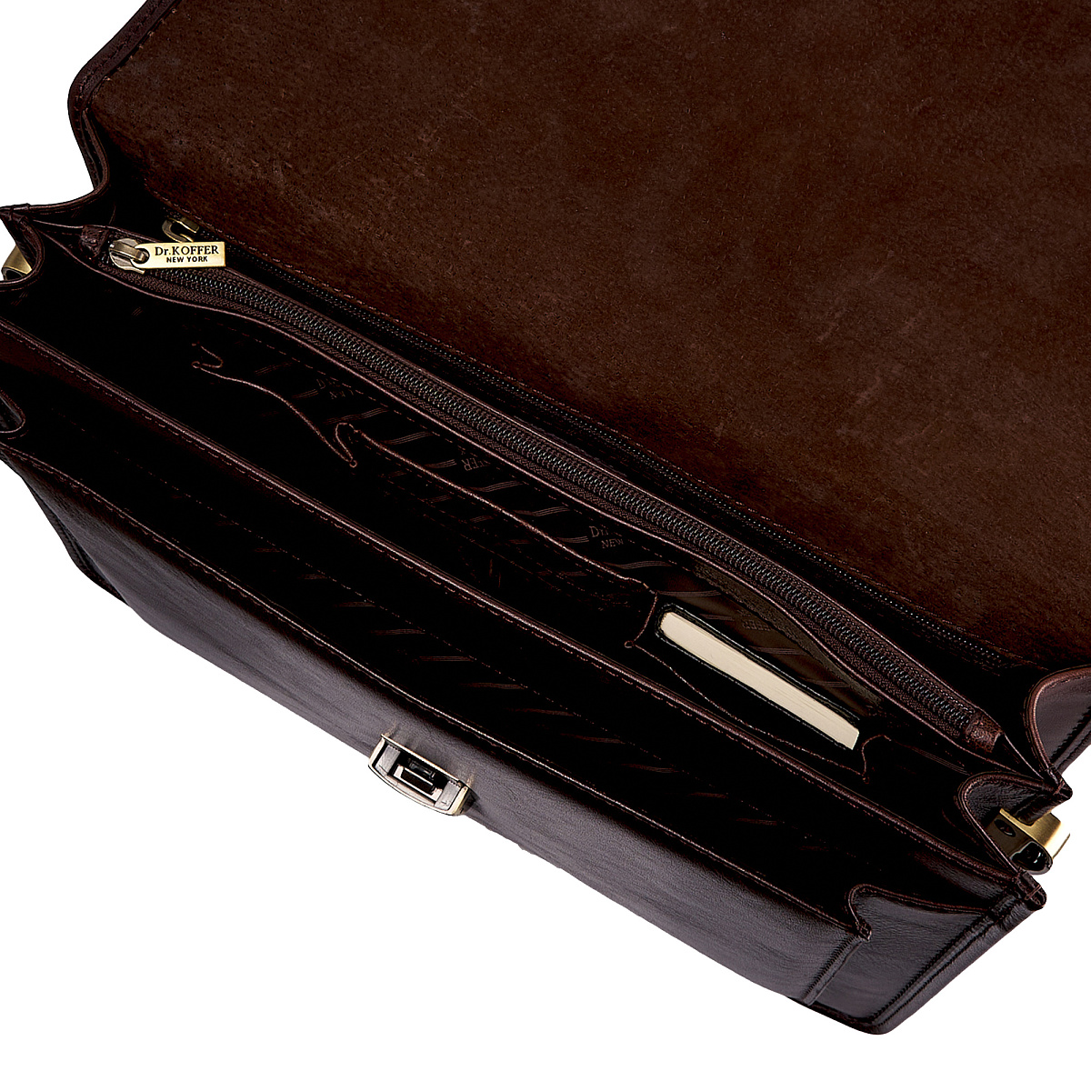 Портфель Dr.Koffer из натуральной кожи темно-коричневый