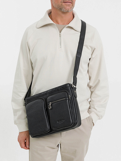 Деловая сумка Dr.Koffer из натуральной кожи черная