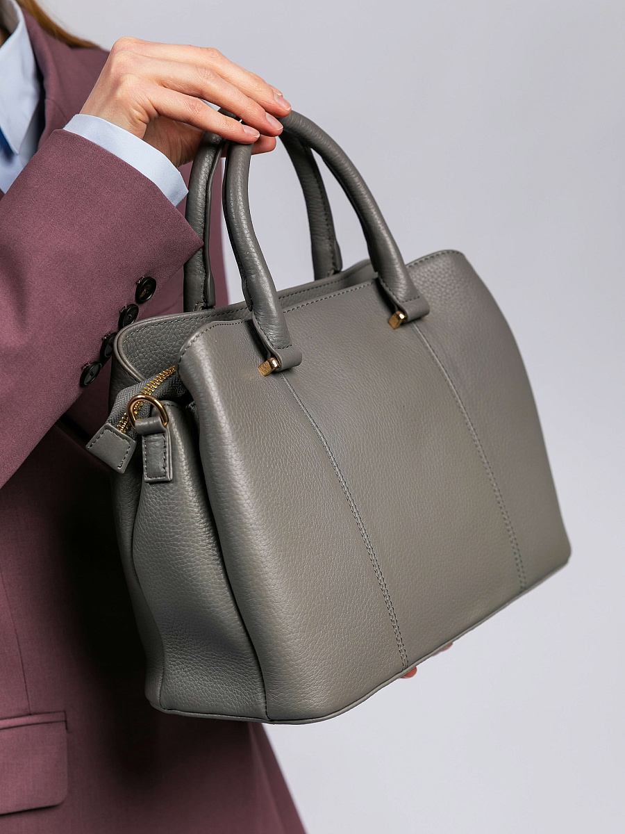 Женская сумка Dr. Koffer из натуральной кожи серая