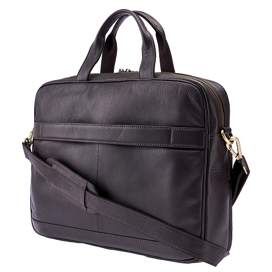 Деловая сумка Dr.Koffer из натуральной кожи темно-коричневая