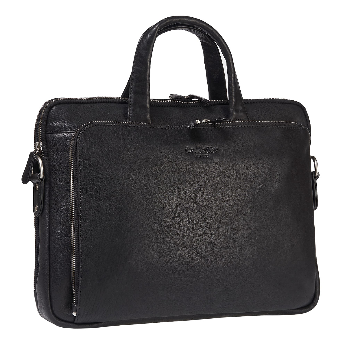 Деловая сумка Dr.Koffer из натуральной кожи черная