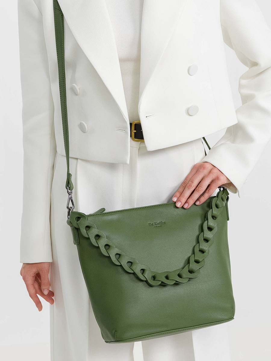 Женская сумка Dr.Koffer из натуральной кожи зеленая